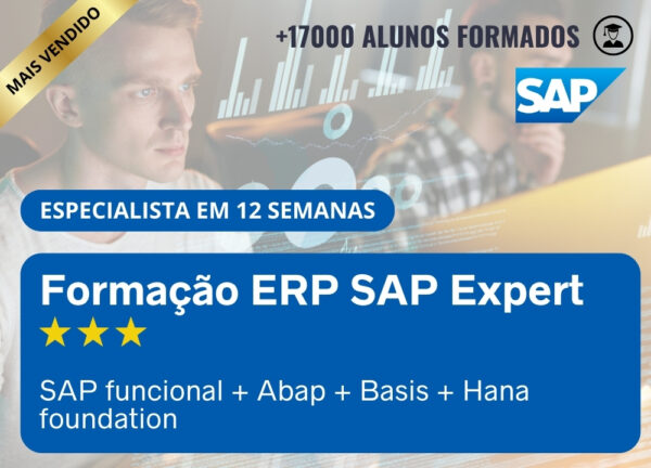Formação Especialista em ERP SAP S/4HANA (SAP funcional + 1 academia S/4hana)